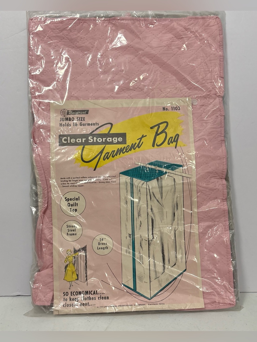 vintage pink Universal Jumbo Size Clear Storage Garment Bag Holds 16 Garments